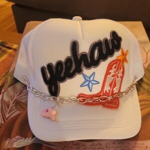 White and Black Yeehaw Kids Cap